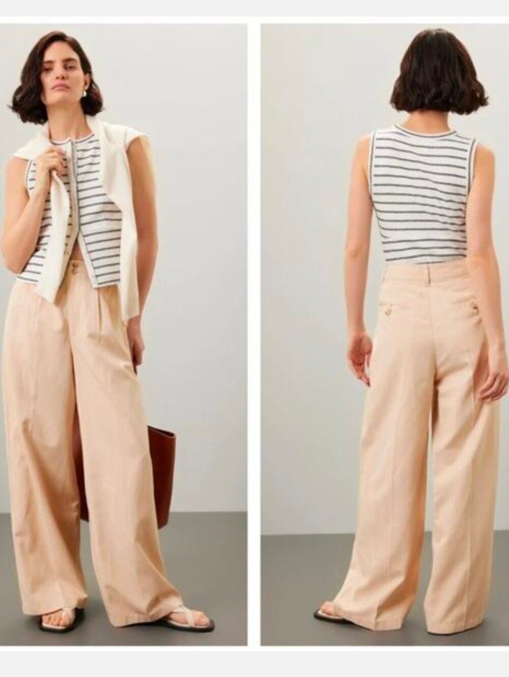 Madewell Harvest Beige The Petite Harlow Wide Leg Pant in Drapey Twill NH266 4P